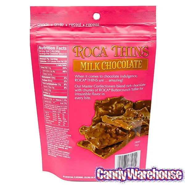 Roca Thins Buttercrunch Toffee Candy - Milk Chocolate Peg Bags: 8-Piece Case