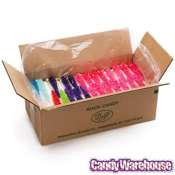 Rock Candy Crystal Sticks Assortment - Unwrapped: 120-Piece Box