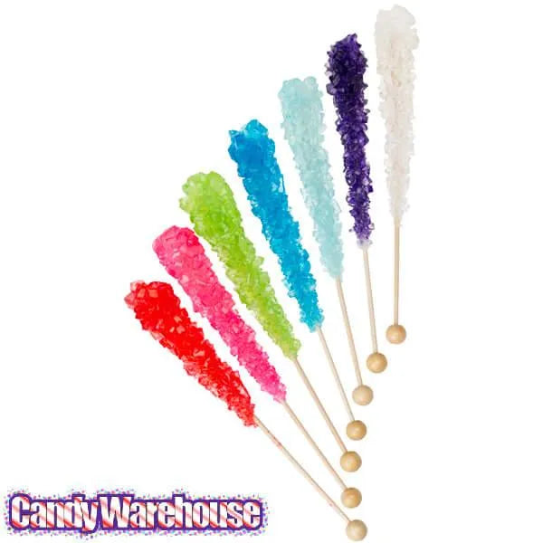 Rock Candy Crystal Sticks Assortment - Unwrapped: 120-Piece Box