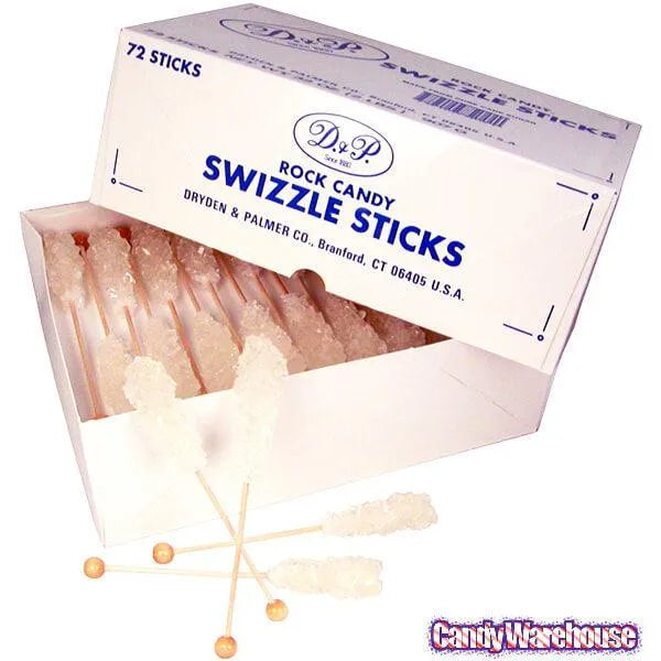 Rock Candy Swizzle Sticks - White - Unwrapped: 72-Piece Box