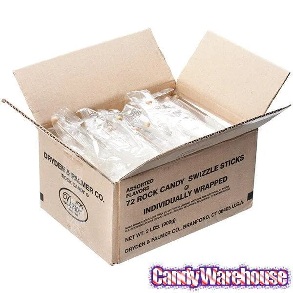 Rock Candy Swizzle Sticks - White - Wrapped: 72-Piece Box