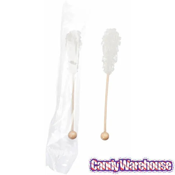 Rock Candy Swizzle Sticks - White - Wrapped: 72-Piece Box