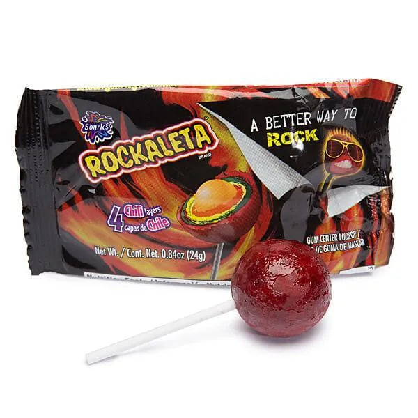 Rockaleta Gum Centered Chili Lollipops: 30-Piece Display