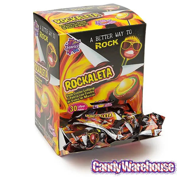 Rockaleta Gum Centered Chili Lollipops: 30-Piece Display