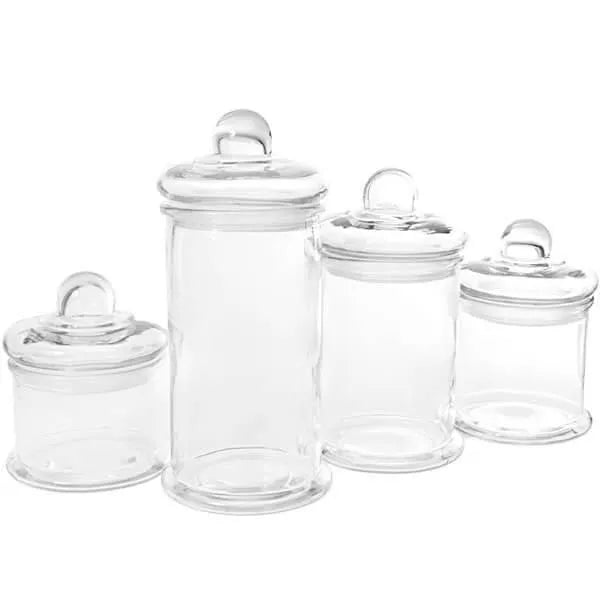 Round Glass Candy Canisters with Ball Lids: 4-Piece Set