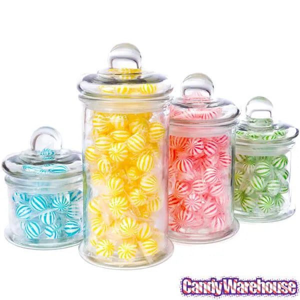 Round Glass Candy Canisters with Ball Lids: 4-Piece Set