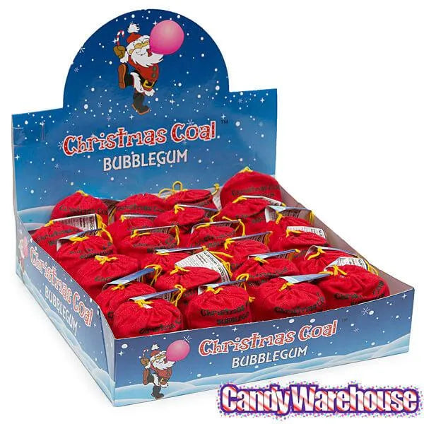 Santa's Coal Black Bubble Gum Satchels: 24-Piece Display