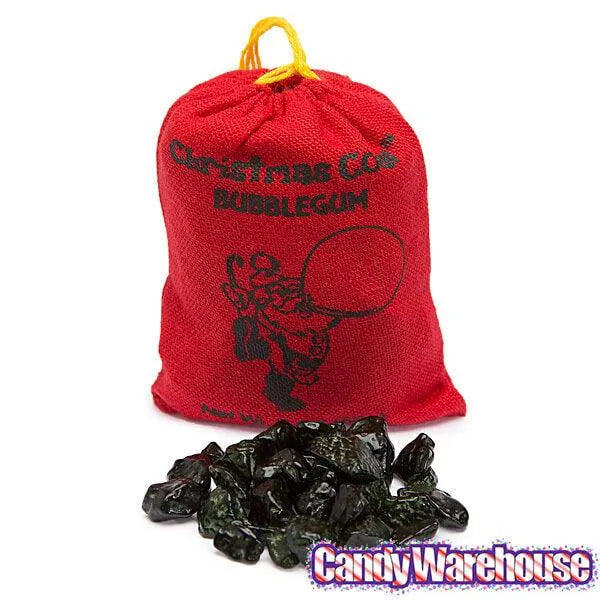 Santa's Coal Black Bubble Gum Satchels: 24-Piece Display