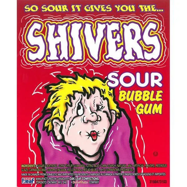 Shivers Sour Bubble Gum Gumballs: 850-Piece Case