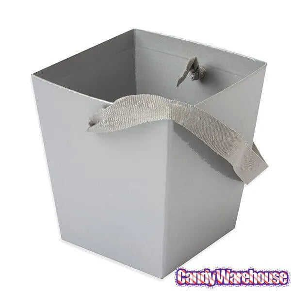 Silver Cardboard Buckets with Ribbon Handles: 6-Piece Set