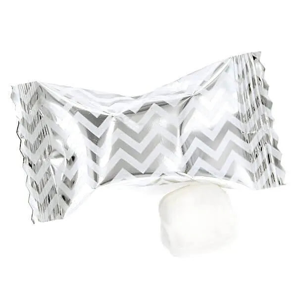 Silver Chevron Stripe Wrapped Buttermint Creams: 300-Piece Case