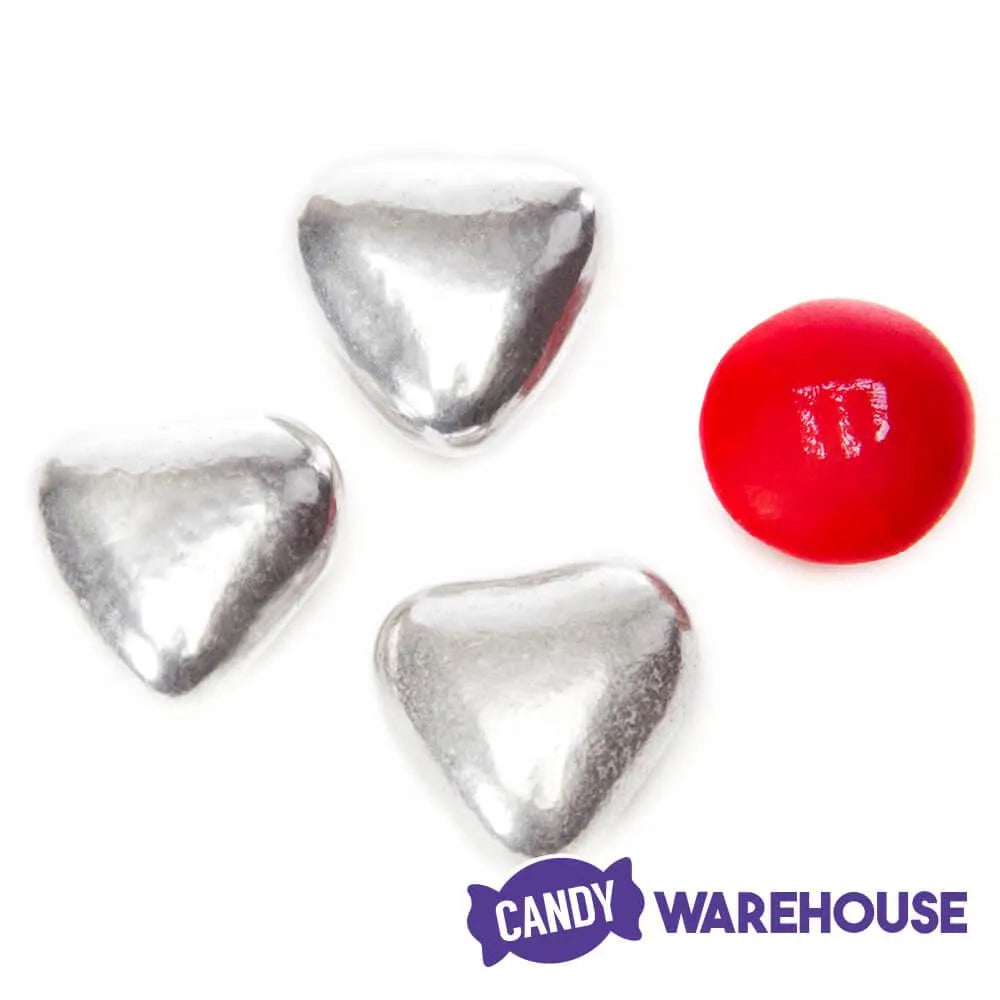 Silver Chocolate Hearts: 1LB Bag