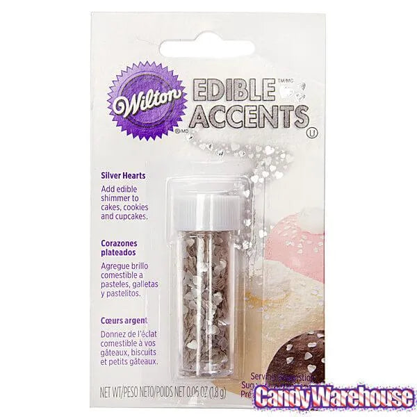 Silver Hearts Edible Accents: 0.06-Ounce Bottle