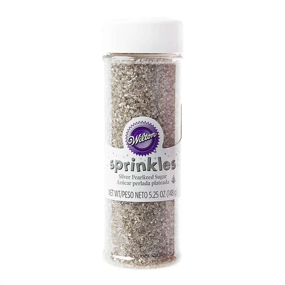 Silver Pearlized Sugar Crystals: 5.25-Ounce Dispenser