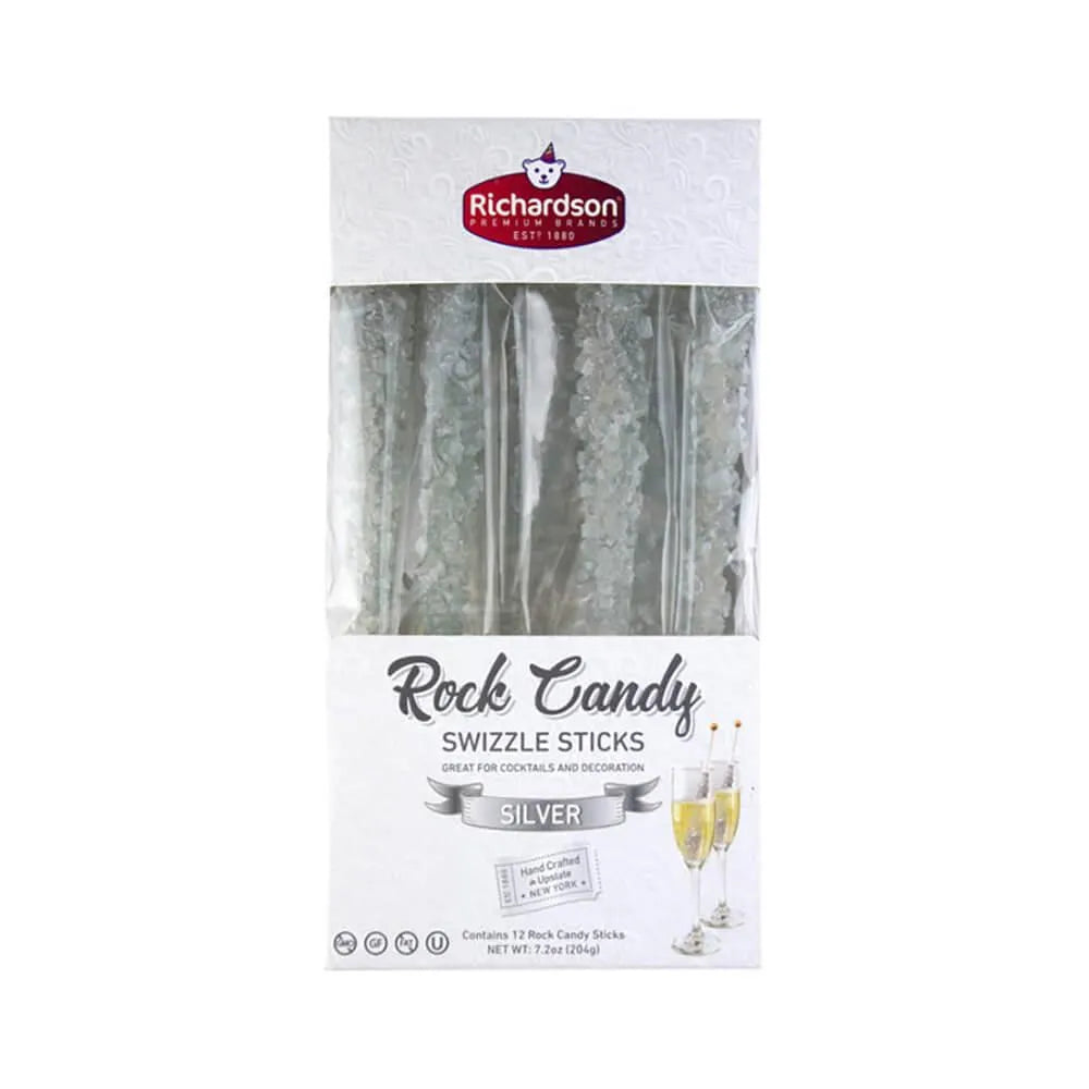 Silver Rock Candy Swizzle Sticks: 12-Piece Box