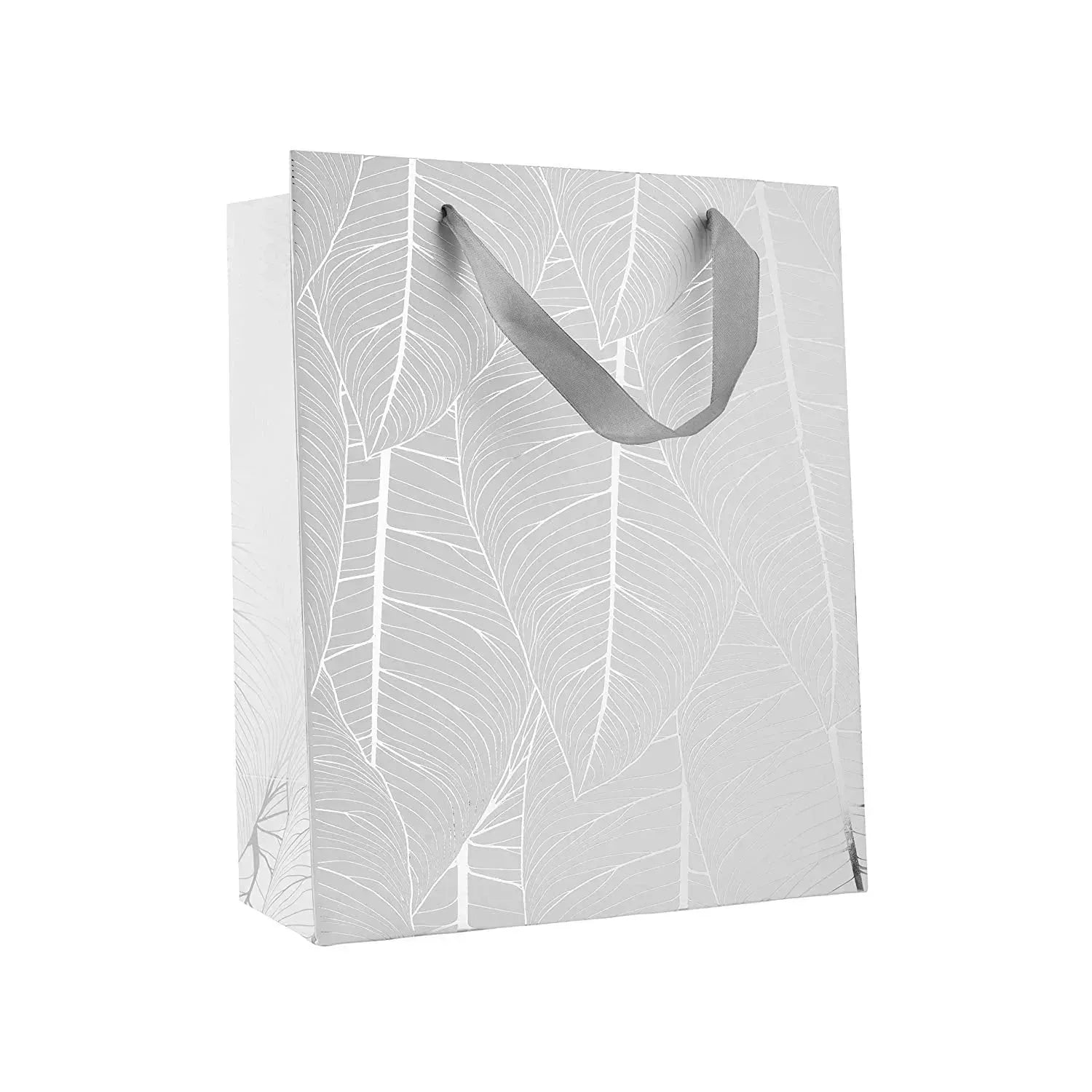 Leaf Design Silver Gift Bags 12 Pack 12.5"X10.25"X4.75"