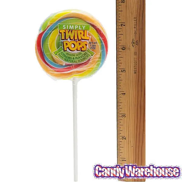 Simply Twirl Pops 1.5-Ounce Natural Swirl Suckers - Rainbow: 24-Piece Display