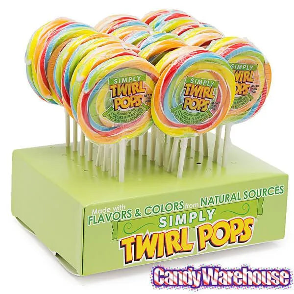 Simply Twirl Pops 1.5-Ounce Natural Swirl Suckers - Rainbow: 24-Piece Display