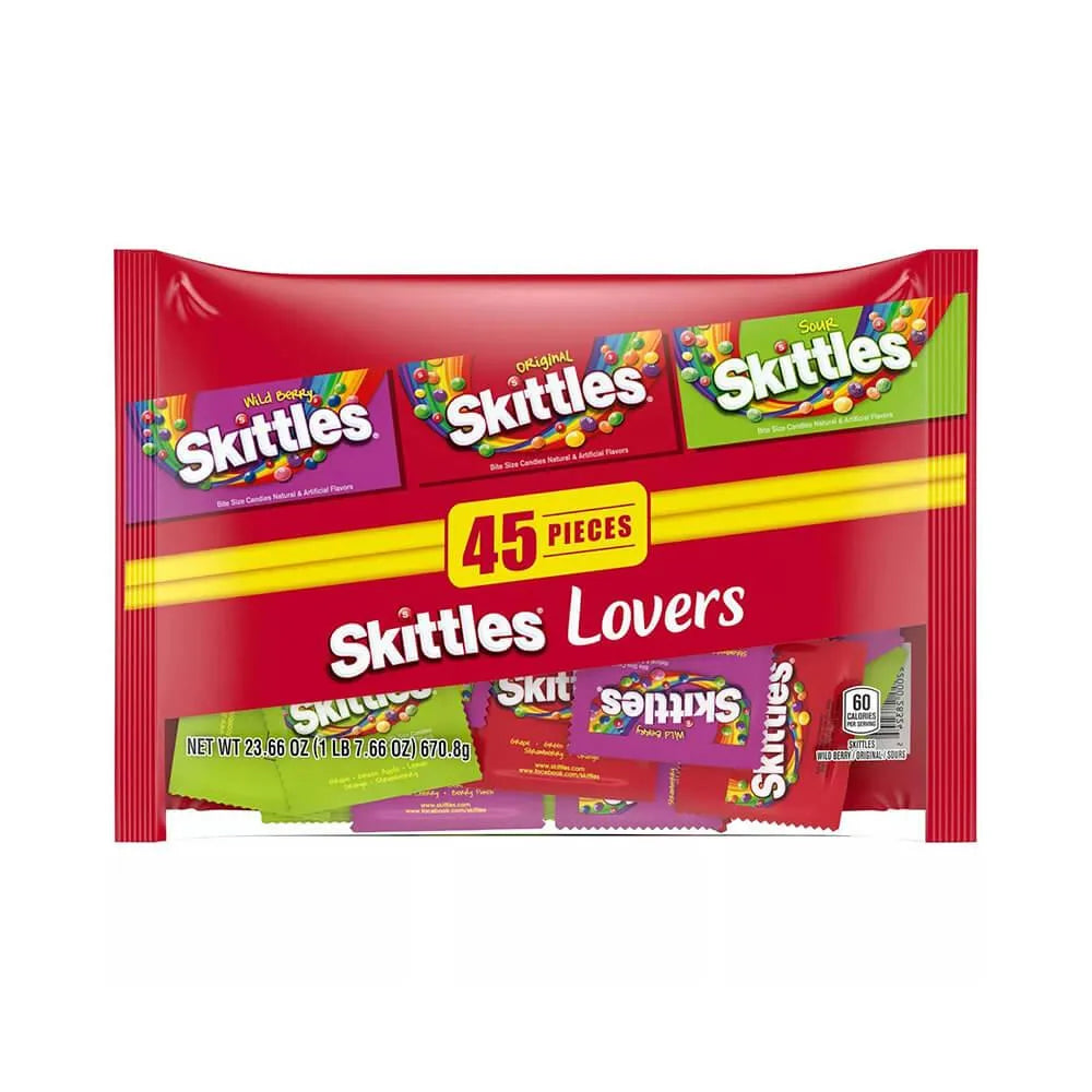 Skittles Candy Fun Size Packs - Assortment: 45-Piece Bag