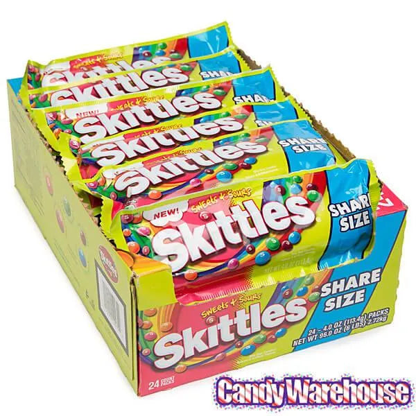 Skittles Candy King Size Packs - Sweets and Sours: 24-Piece Box