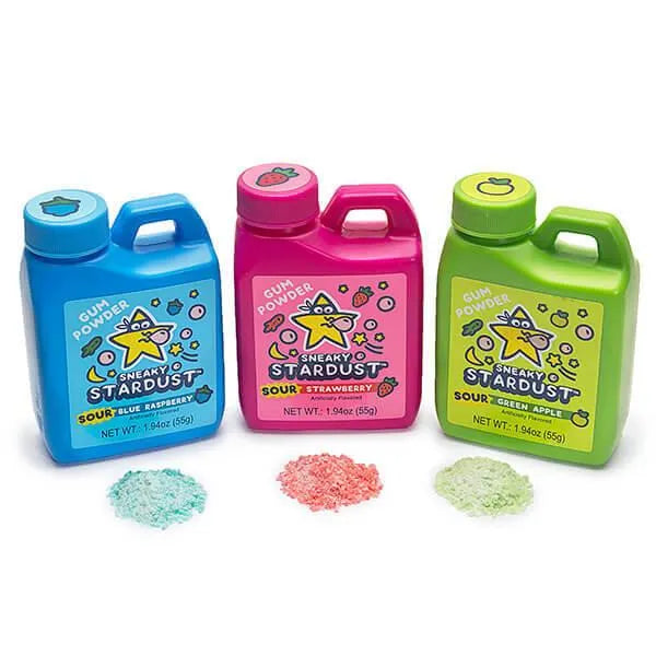 Sneaky Stardust Sour Gum Powder Bubble Jugs: 12-Piece Box