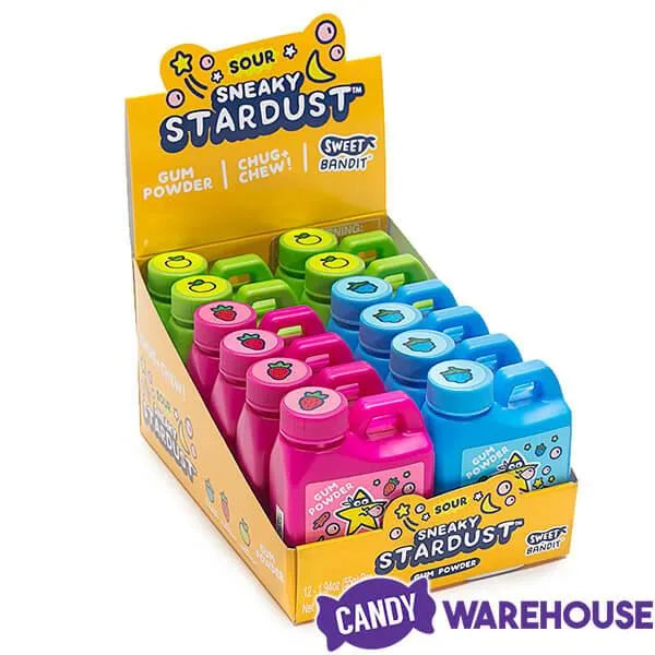 Sneaky Stardust Sour Gum Powder Bubble Jugs: 12-Piece Box