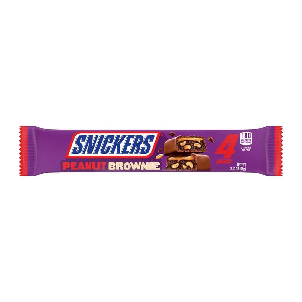 Snickers Peanut Brownie Candy Bars: 24-Piece Box