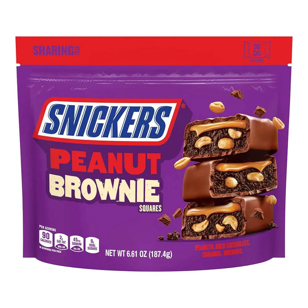 Snickers Peanut Brownie Fun Size Candy Squares: 10-Piece Bag