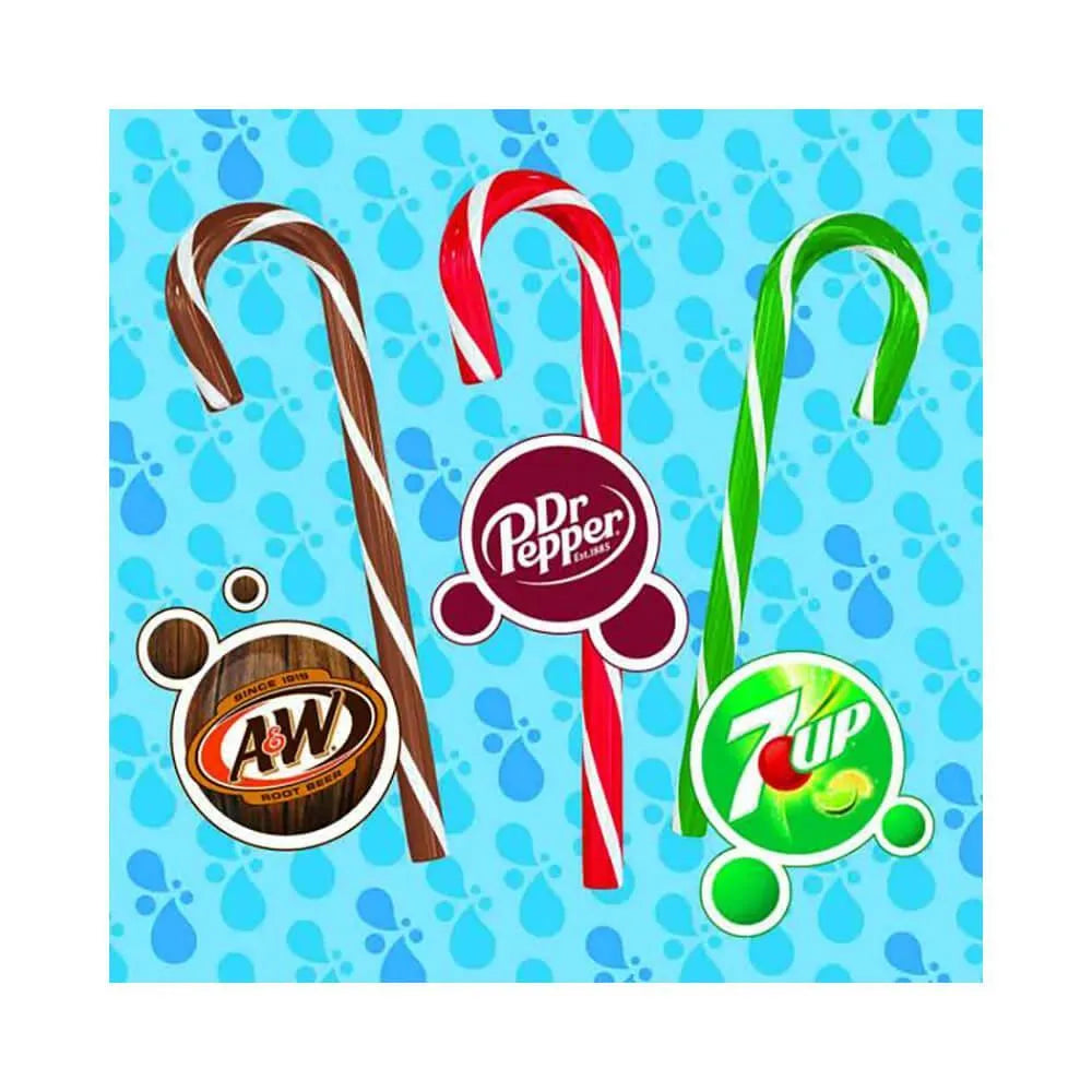 Soda Pop Candy Canes - Dr. Pepper, 7-Up, and A&W: 12-Piece Box