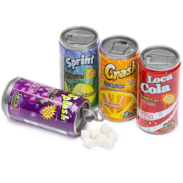 Soda Pop Fizzy Candy Cans Six-Packs: 12-Piece Box