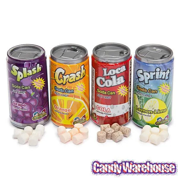 Soda Pop Fizzy Candy Cans Six-Packs: 12-Piece Box