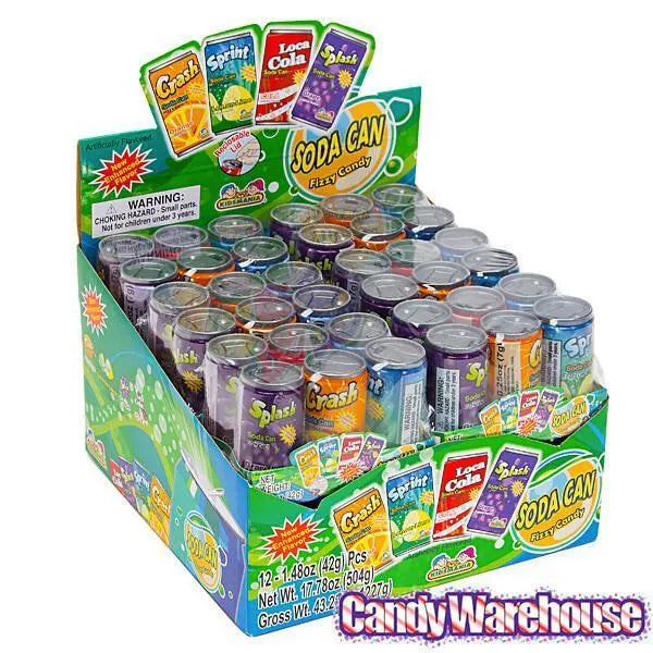 Soda Pop Fizzy Candy Cans Six-Packs: 12-Piece Box