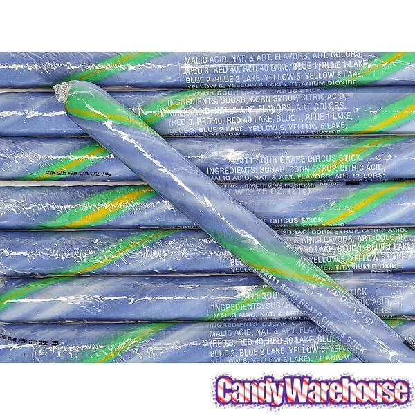 Sour Grape Hard Candy Sticks: 100-Piece Box