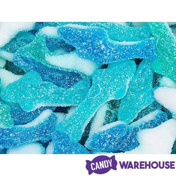 Sour Gummy Sharks Candy: 100-Piece Jar