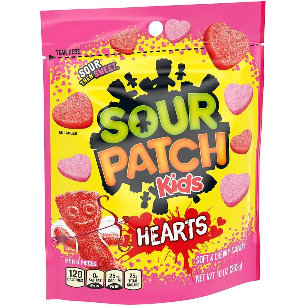 Sour Patch Hearts Candy Stand Up Peg Bag: 6-Piece Case