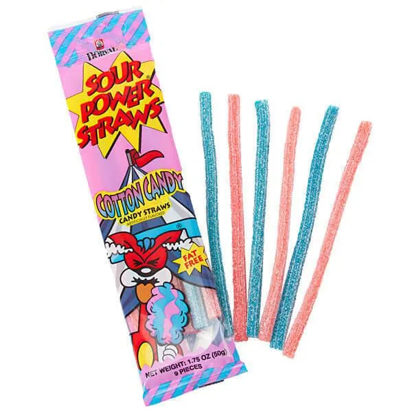 Sour Power Straws Cotton Candy Packs: 24-Piece Box