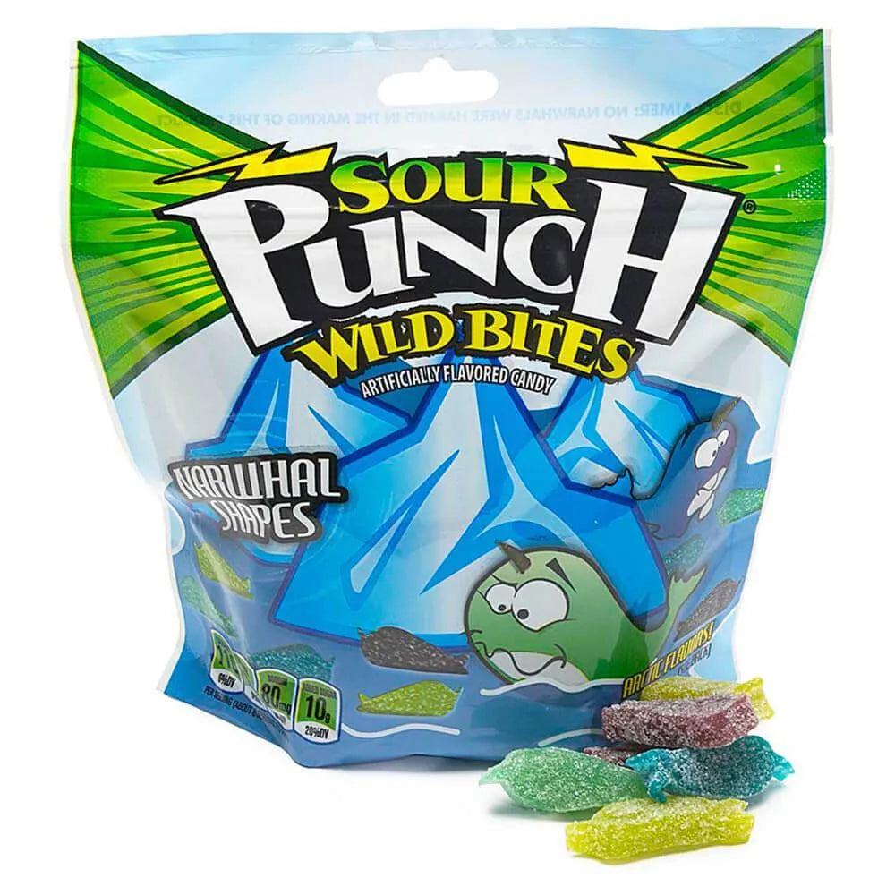 Sour Punch Bites Chewy Candy Narwhals: 8-Ounce Bag