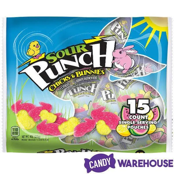 Sour Punch Chicks and Bunnies Candy Packs: 15-Piece Bag