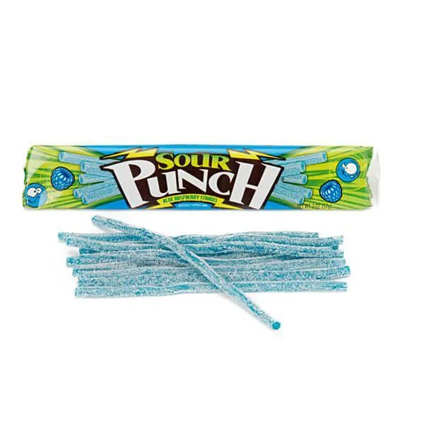 Sour Punch Straws 2-Ounce Packs - Blue Raspberry: 24-Piece Box