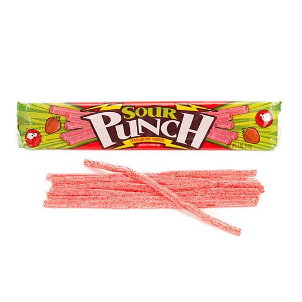 Sour Punch Straws 2-Ounce Packs - Strawberry: 24-Piece Box