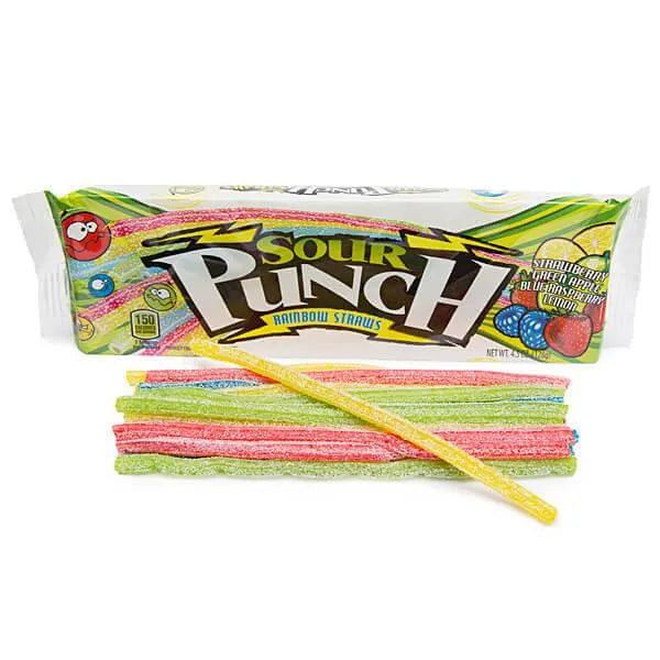 Sour Punch Straws 4.5-Ounce Trays - Rainbow: 24-Piece Box