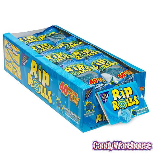 Sour Rip Rolls - Blue Raspberry: 24-Piece Display