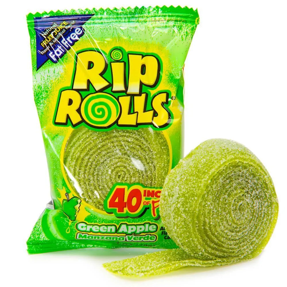 Sour Rip Rolls - Green Apple: 24-Piece Display