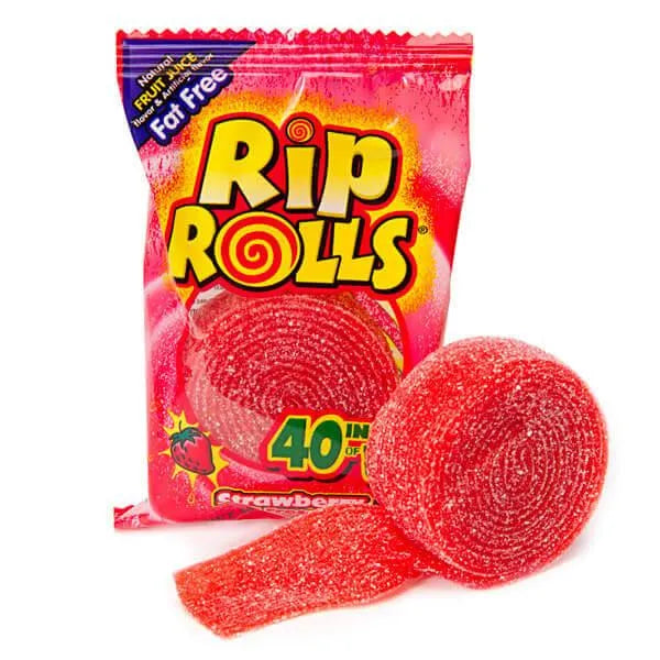 Sour Rip Rolls - Strawberry: 24-Piece Display