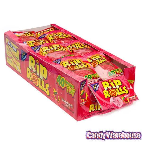 Sour Rip Rolls - Strawberry: 24-Piece Display