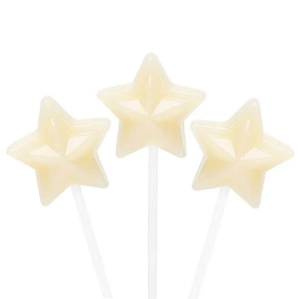 Sparkle Candy White Star Lollipops: 100-Piece Bag