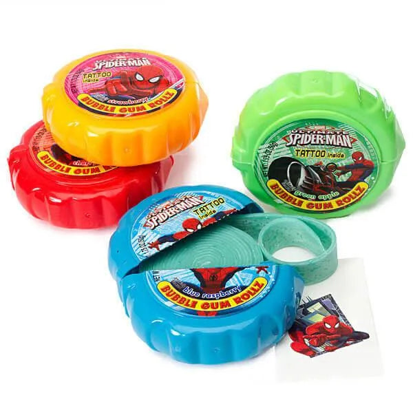 Spiderman Bubble Gum Rolls: 12-Piece Box