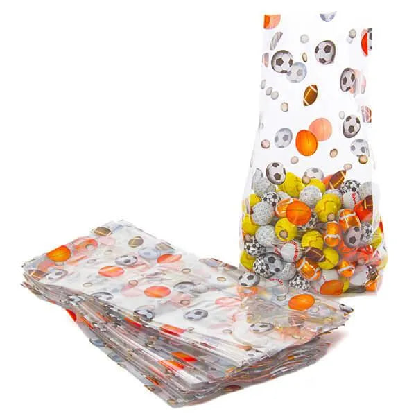 Sports Balls Print Clear Cello Candy Bags: 100-Piece Box