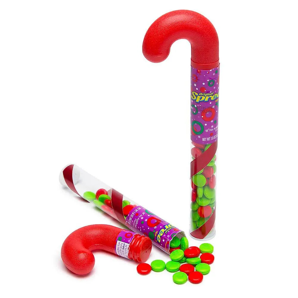 Spree Candy Filled Plastic Candy Cane Tubes: 24-Piece Box