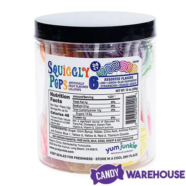 Squiggly Pops Petite Swirl Lollipops - Assorted: 24-Piece Jar